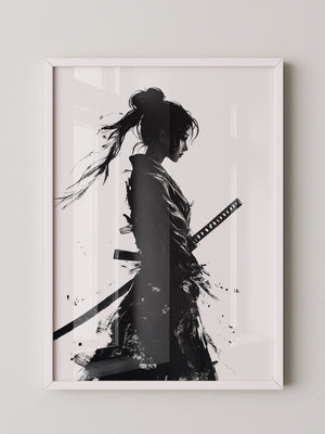 Kriegerin der Stille – Samurai-Frau in Tusche