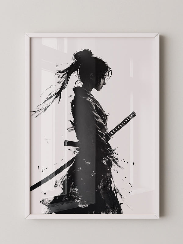 Kriegerin der Stille – Samurai-Frau in Tusche
