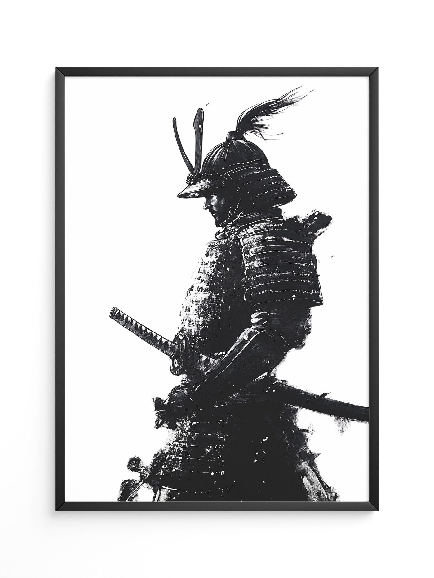 Samurai Krieger Tinte Schwarzweiß
