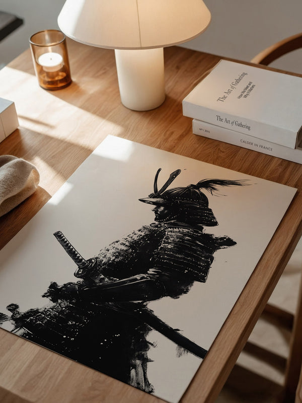 Samurai Krieger Tinte Schwarzweiß