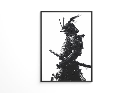 Samurai Krieger Tinte Schwarzweiß