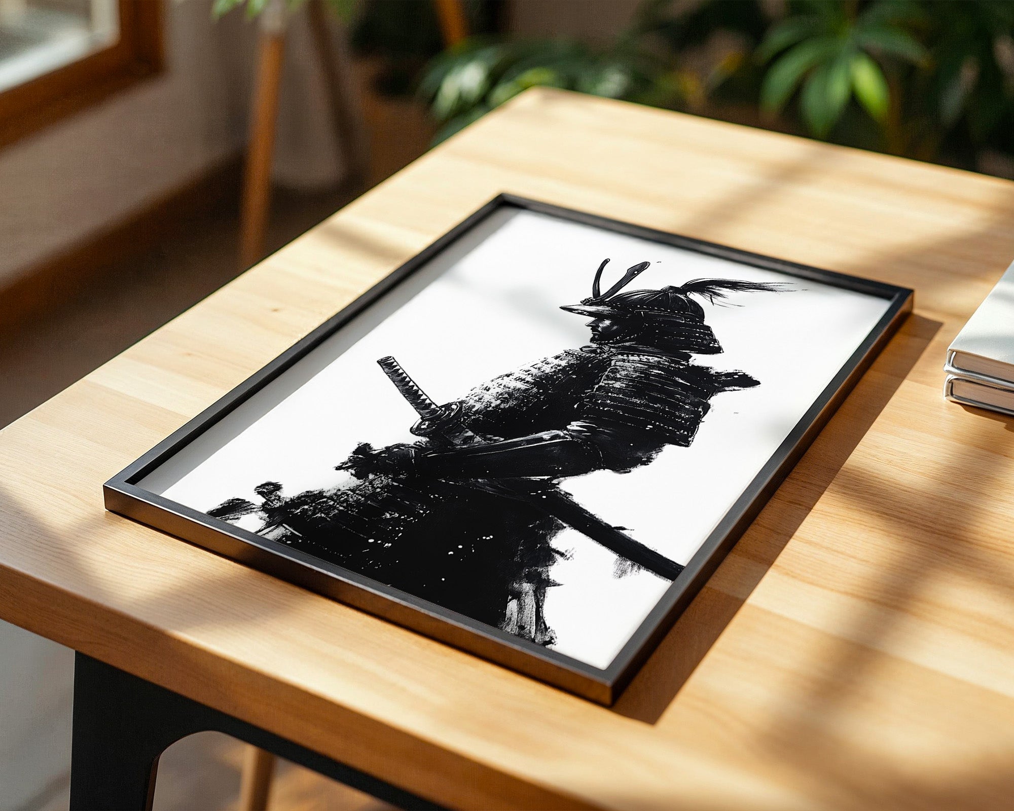 Samurai Krieger Tinte Schwarzweiß