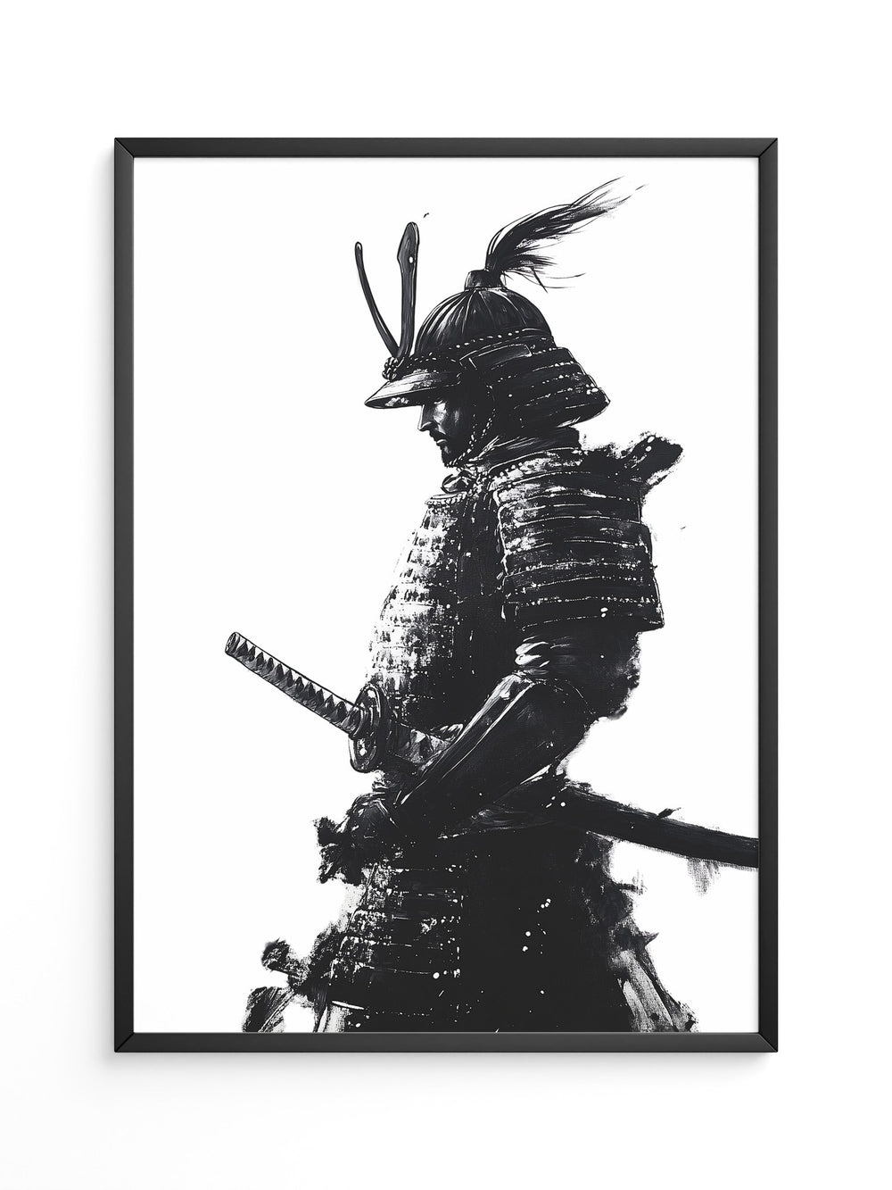 Samurai Krieger Tinte Schwarzweiß