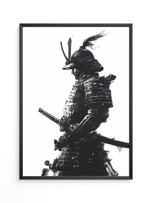 Samurai Krieger Tinte Schwarzweiß