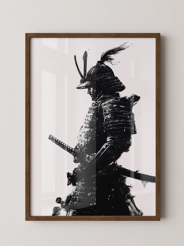 Samurai Krieger Tinte Schwarzweiß