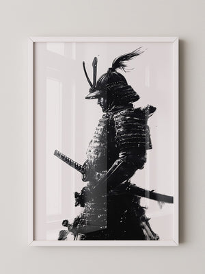 Samurai Krieger Tinte Schwarzweiß