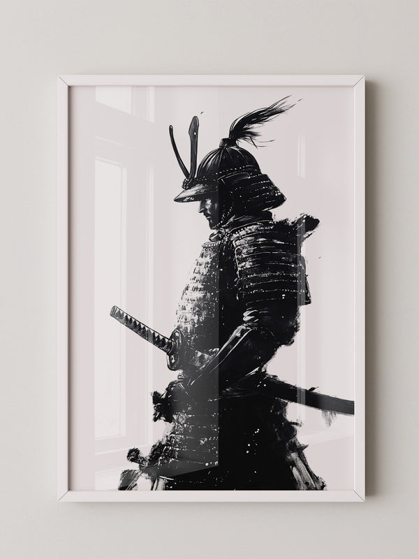 Samurai Krieger Tinte Schwarzweiß