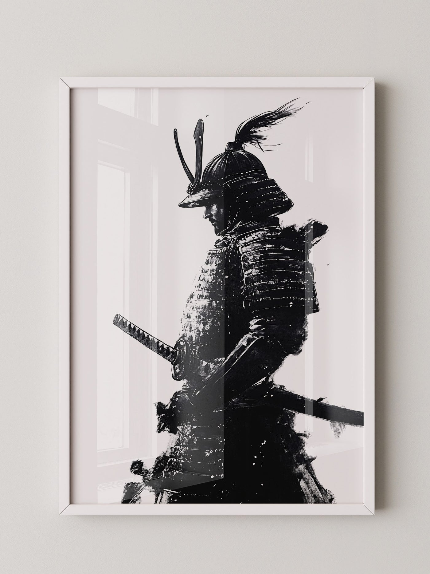 Samurai Krieger Tinte Schwarzweiß
