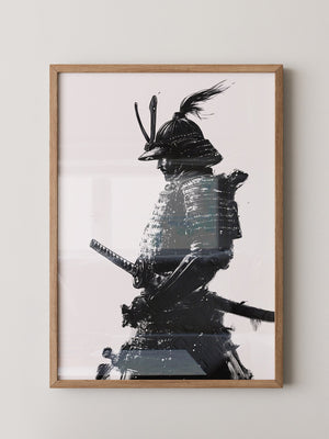 Samurai Krieger Tinte Schwarzweiß