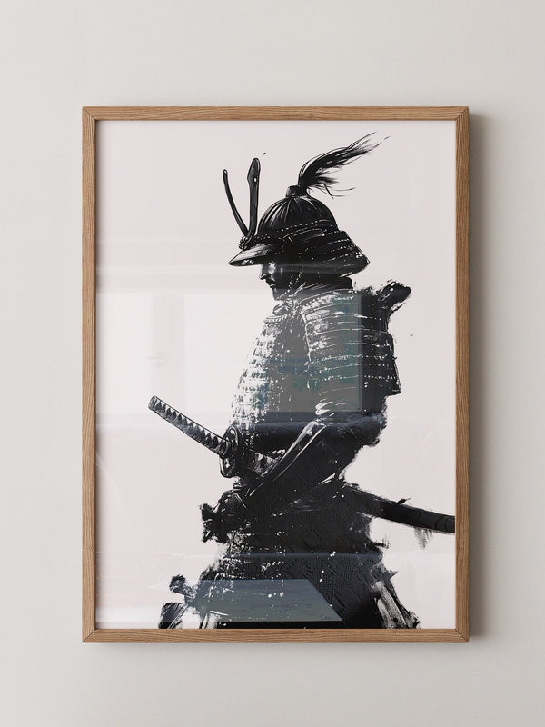 Samurai Krieger Tinte Schwarzweiß
