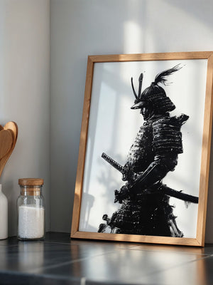Samurai Krieger Tinte Schwarzweiß