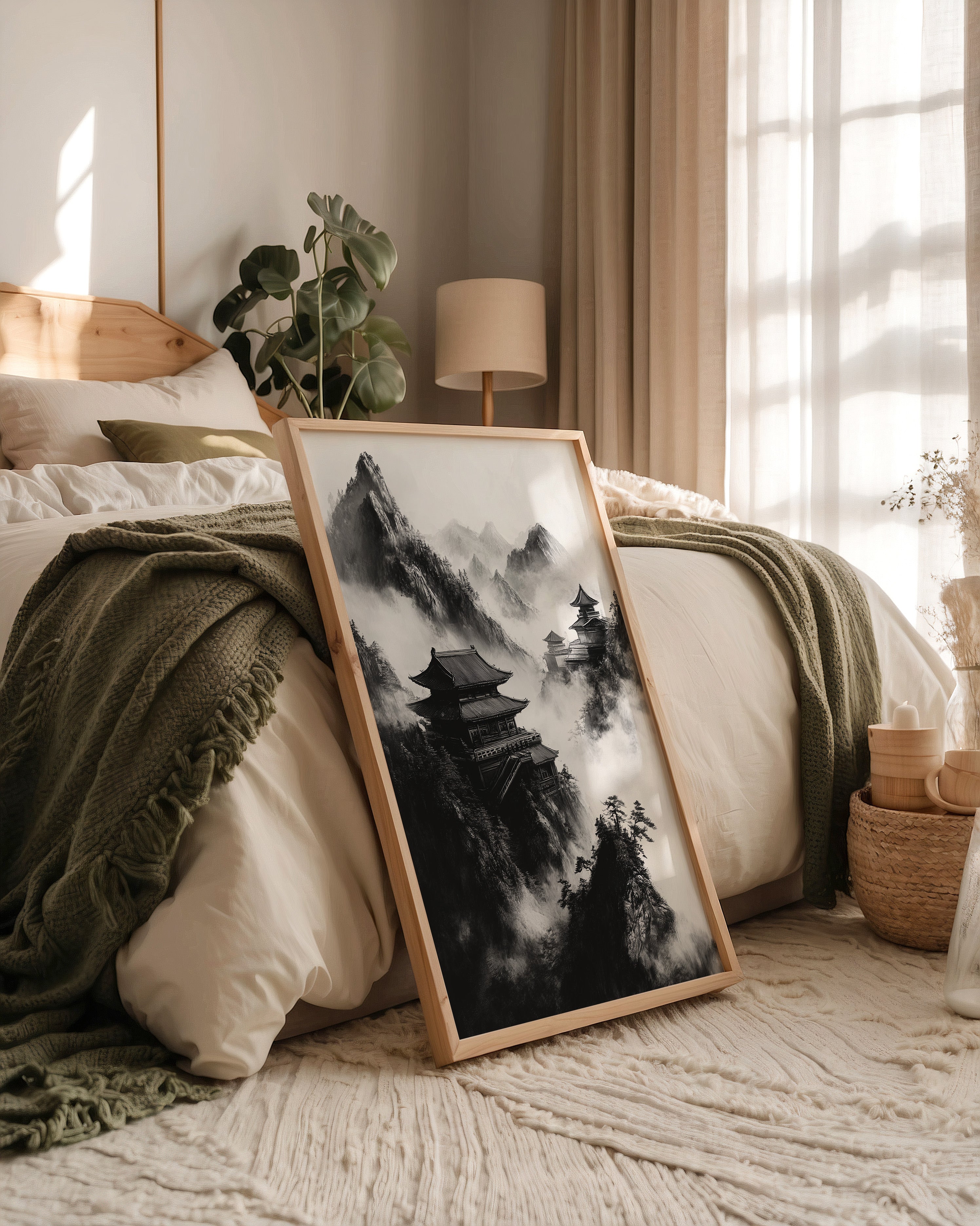 Tempel in Bergnebel S/W