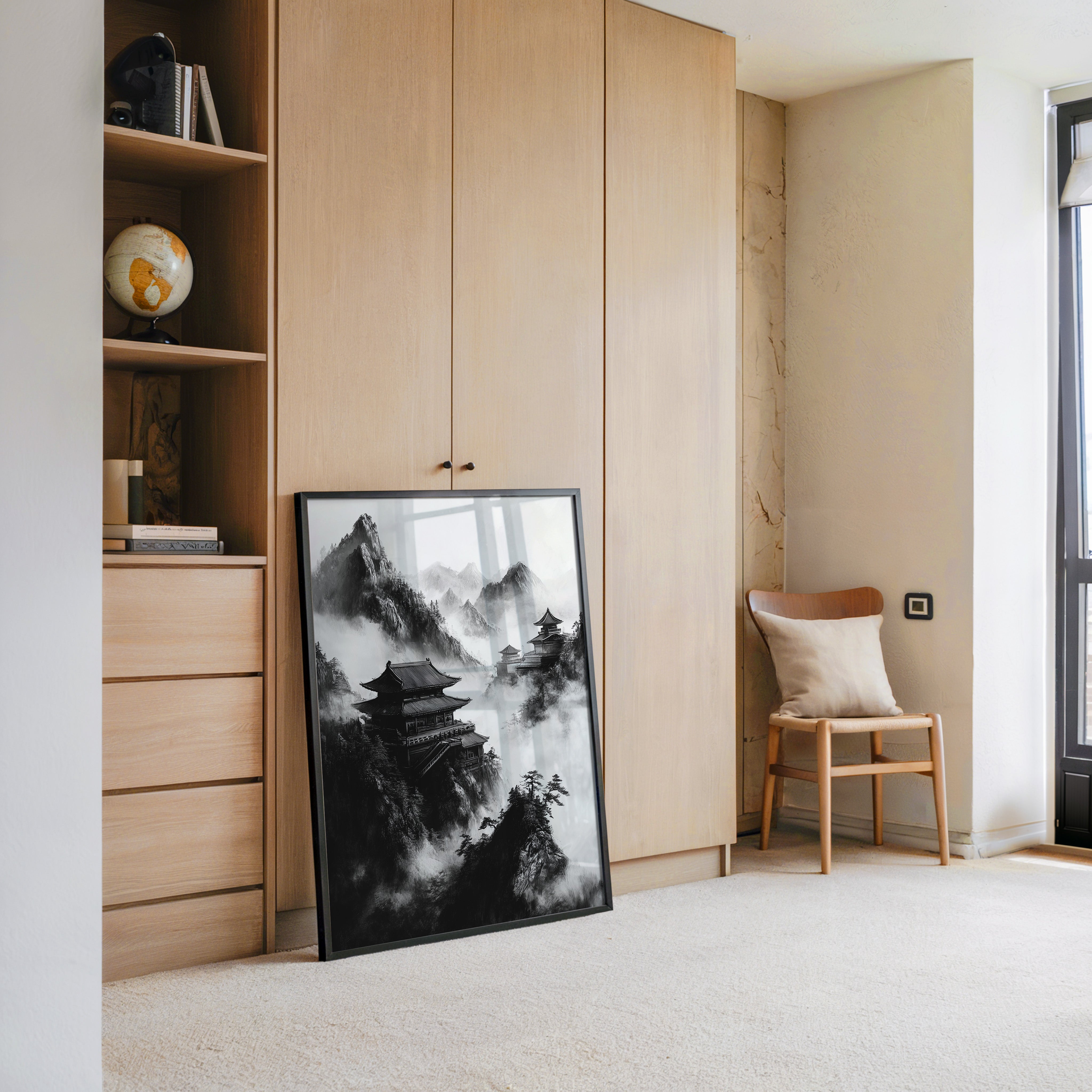 Tempel in Bergnebel S/W