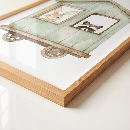 Hasen Waschbärenzug Aquarell