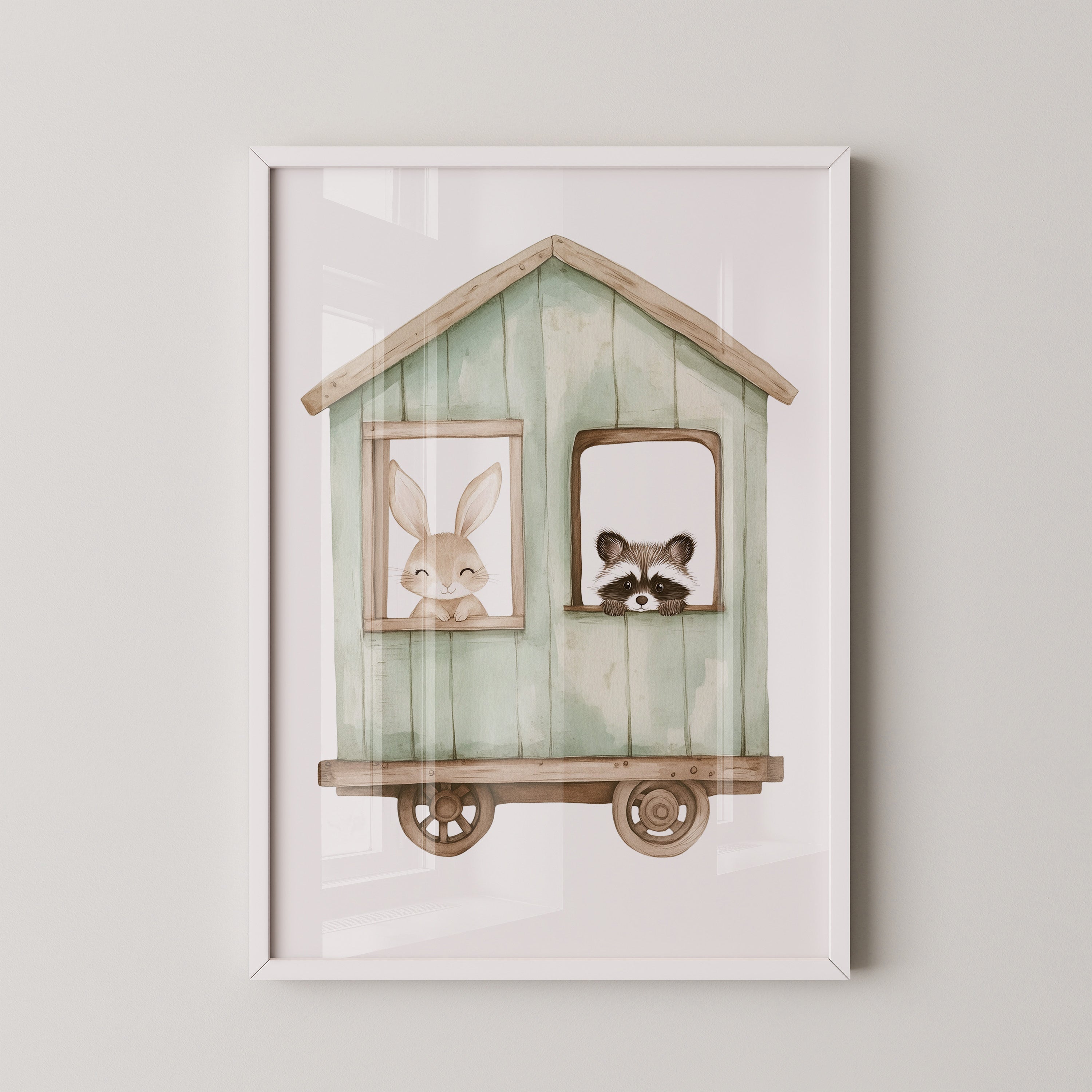 Hasen Waschbärenzug Aquarell