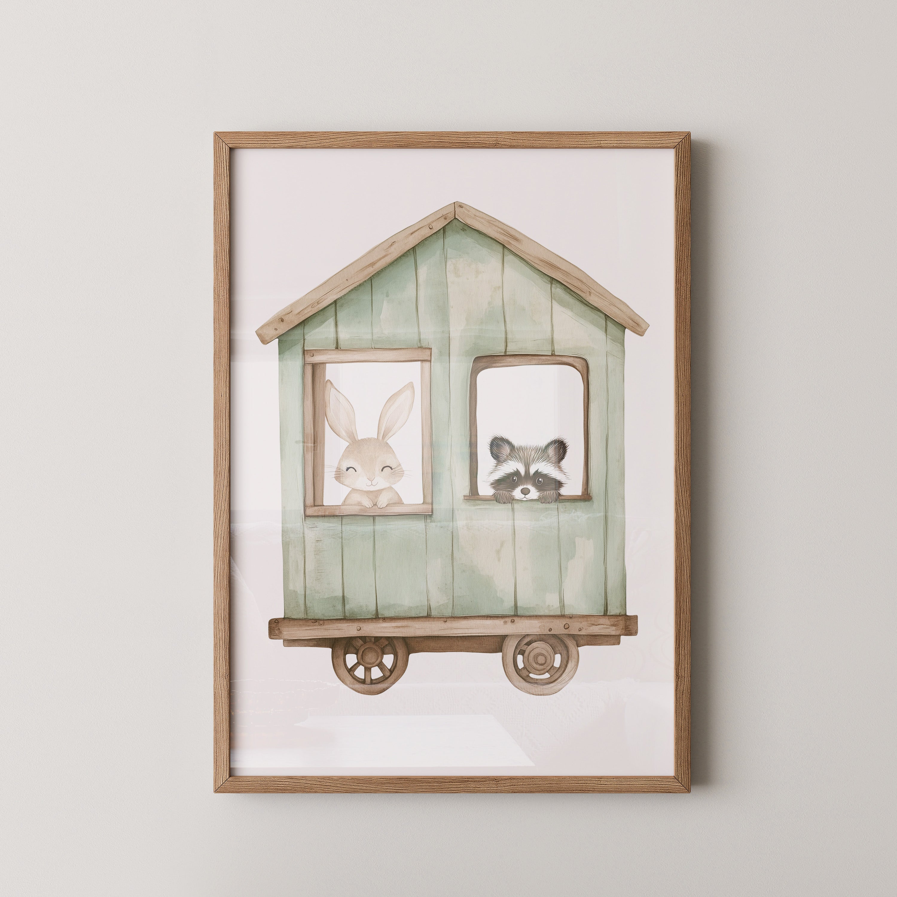 Hasen Waschbärenzug Aquarell