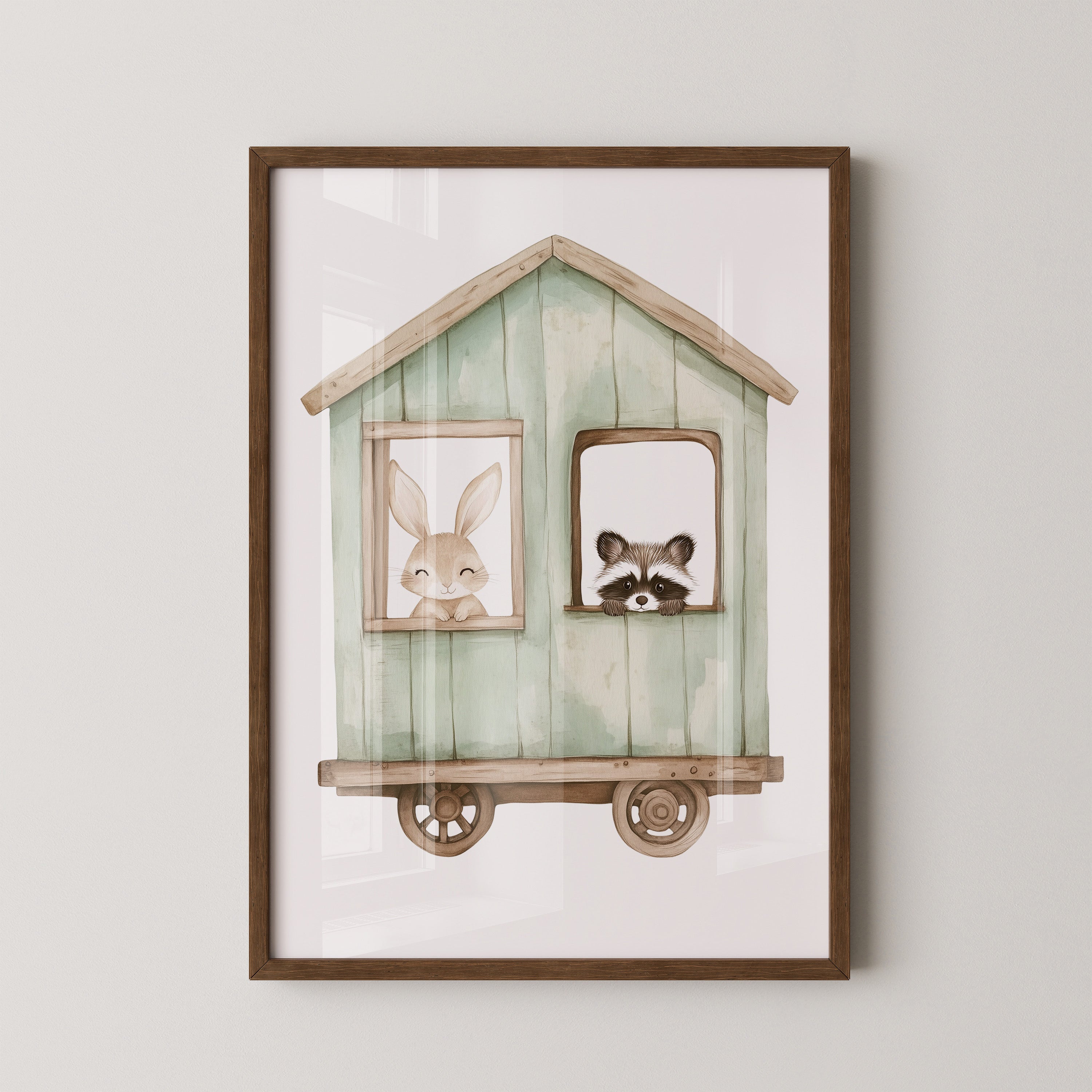 Hasen Waschbärenzug Aquarell