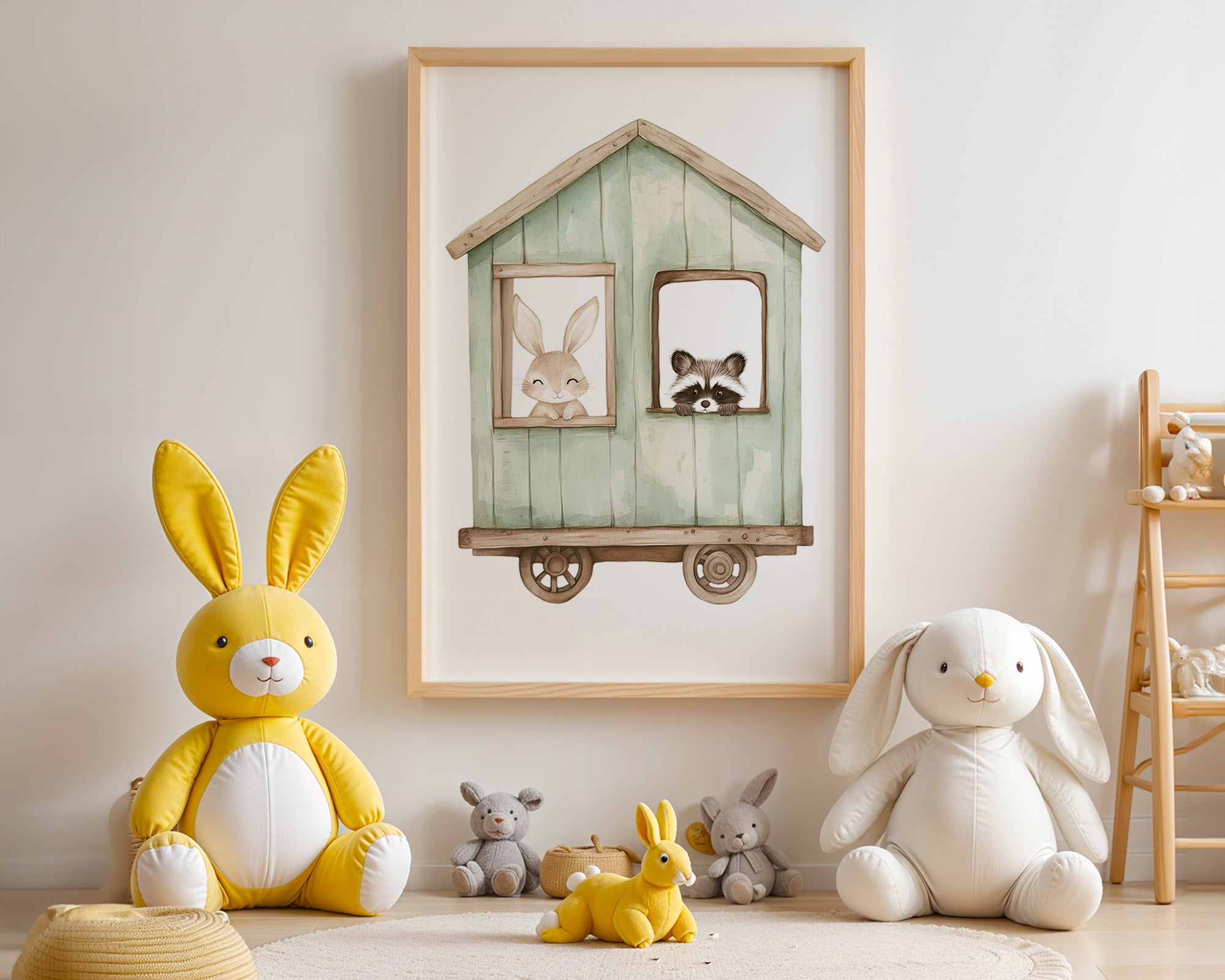 Hasen Waschbärenzug Aquarell