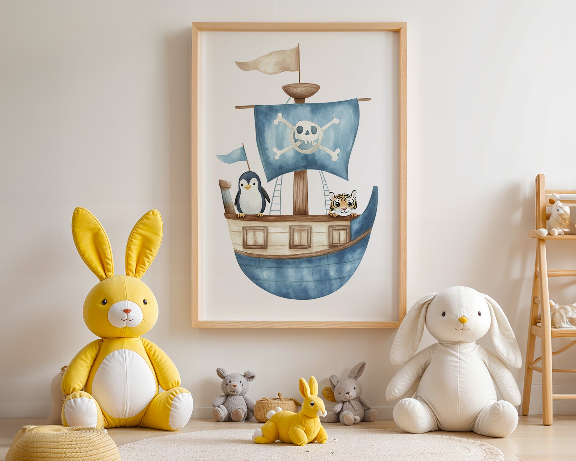 Piratenboot Tiere Wasserfarben