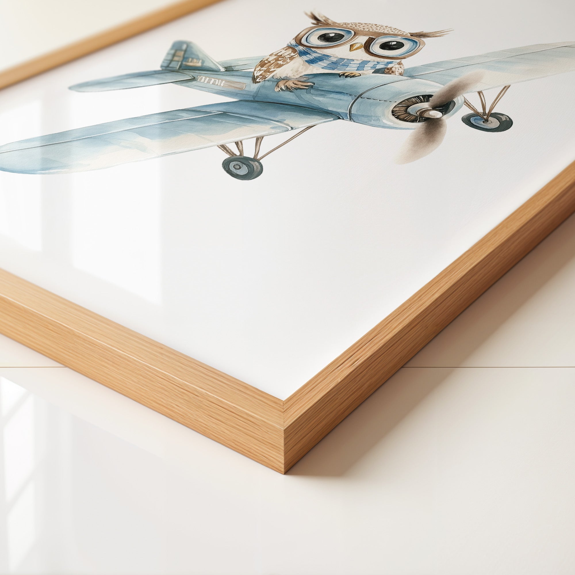 Eule Retro Flugzeug Aquarell