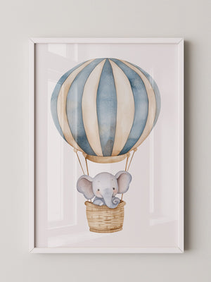 Elefant Heißluftballon Pastell