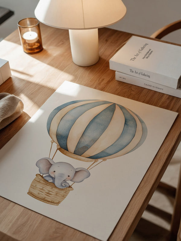 Elefant Heißluftballon Pastell