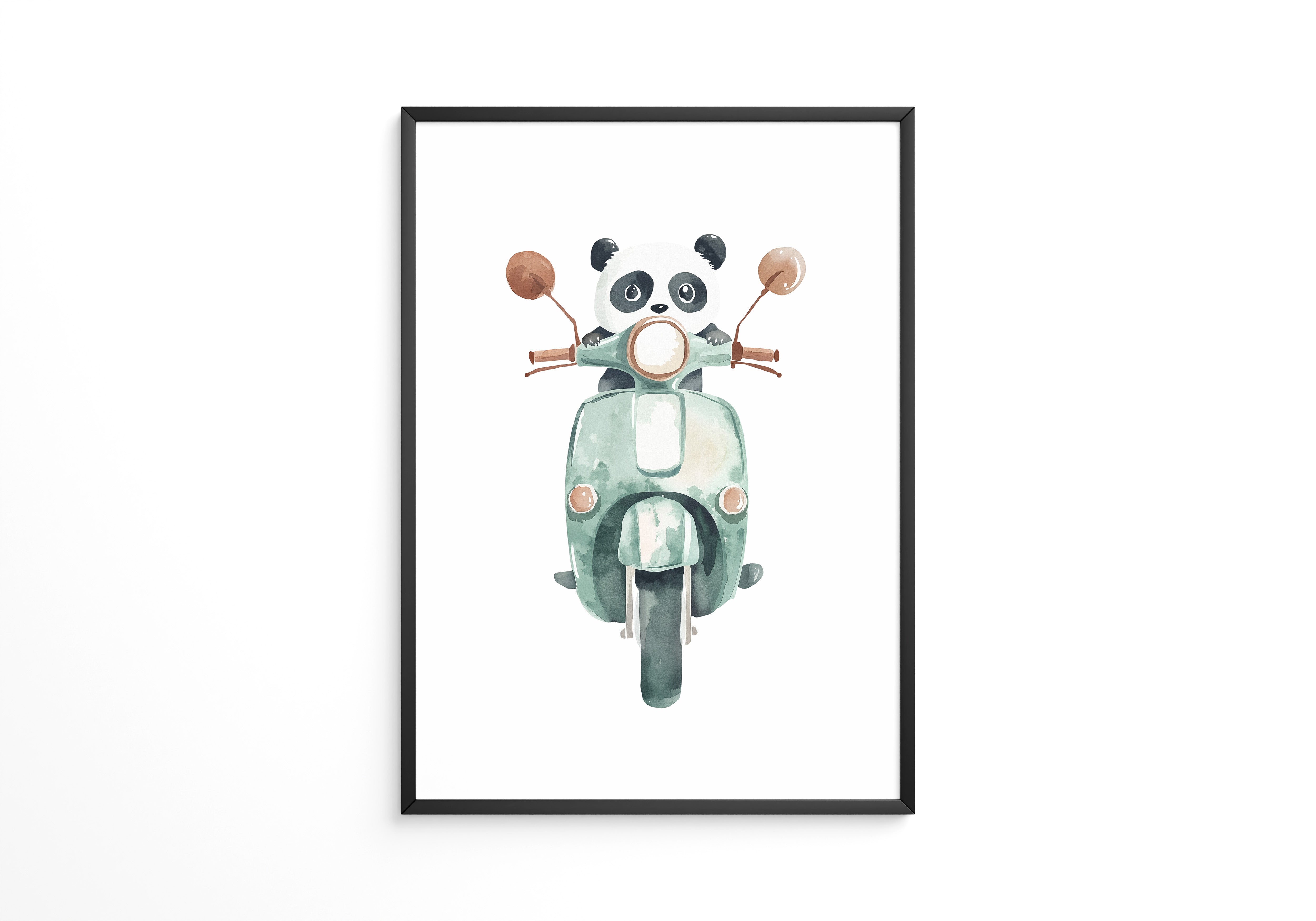 Panda auf mintgrüner Vespa