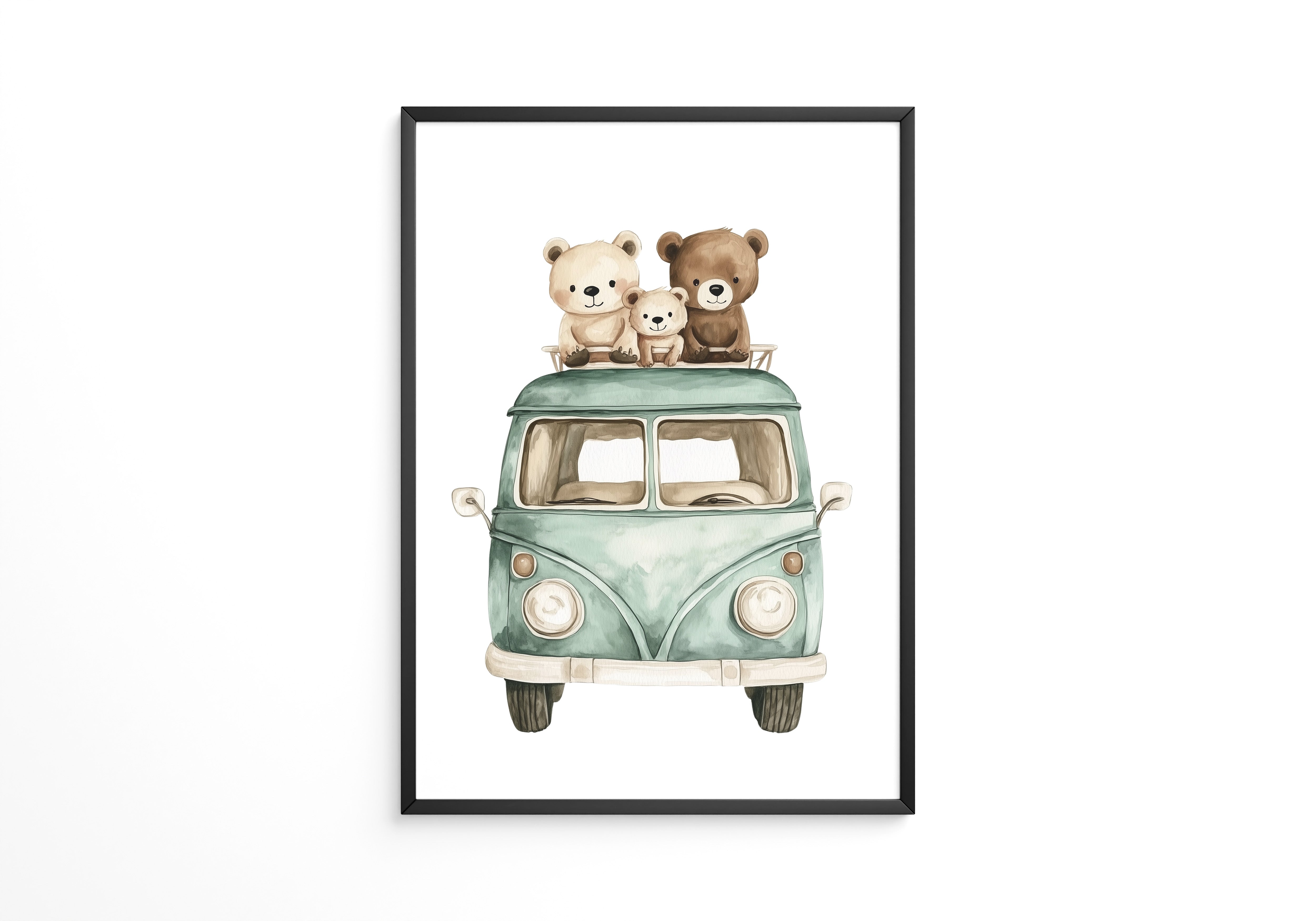 Bärchenbus Aquarell Retro