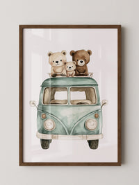 Bärchenbus Aquarell Retro