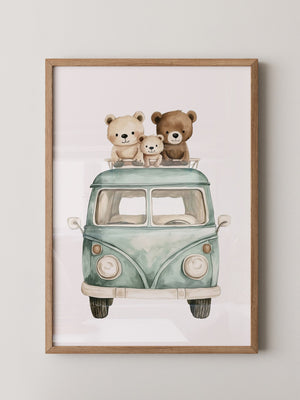 Bärchenbus Aquarell Retro