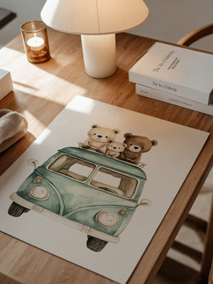 Bärchenbus Aquarell Retro