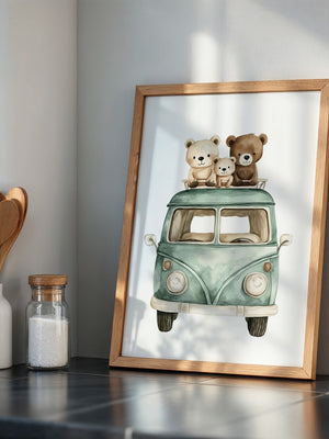 Bärchenbus Aquarell Retro