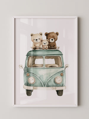 Bärchenbus Aquarell Retro