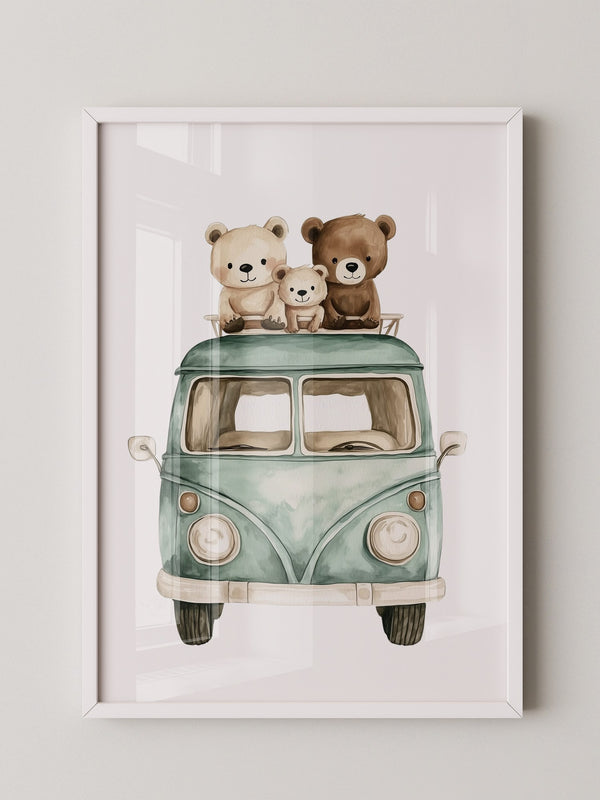 Bärchenbus Aquarell Retro