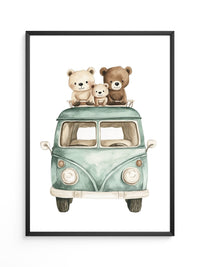 Bärchenbus Aquarell Retro