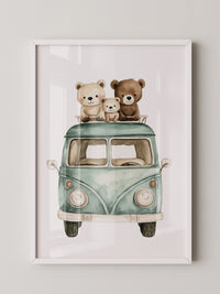 Bärchenbus Aquarell Retro