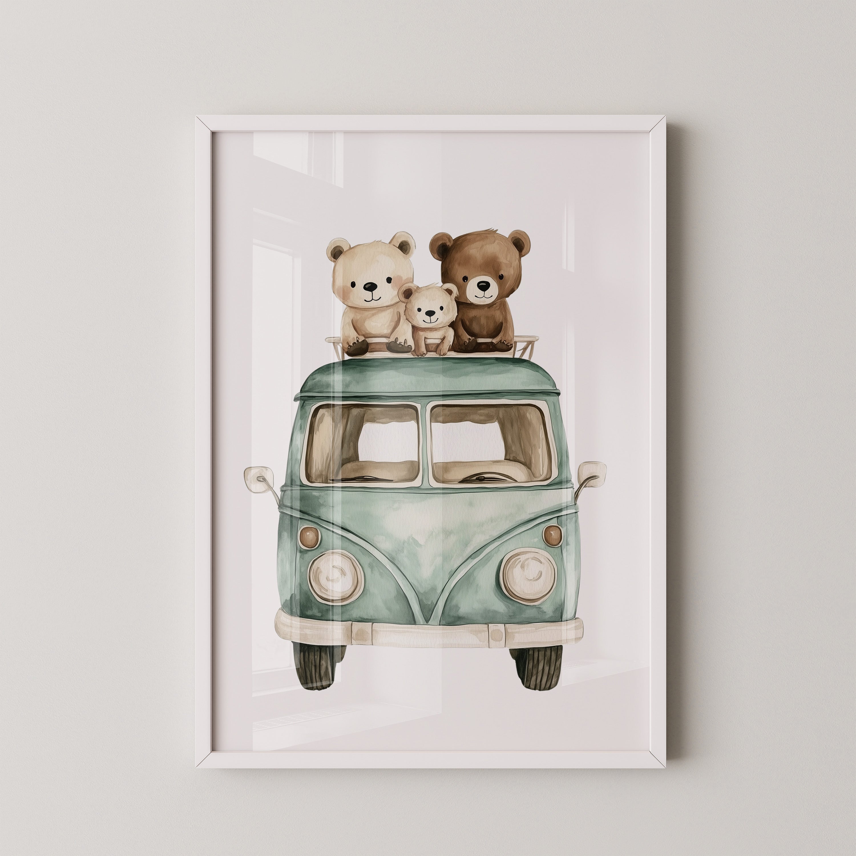 Bärchenbus Aquarell Retro