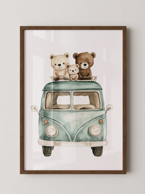 Bärchenbus Aquarell Retro