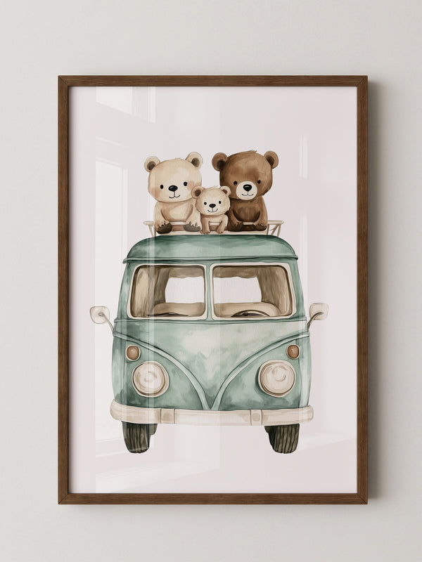 Bärchenbus Aquarell Retro