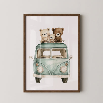 Bärchenbus Aquarell Retro