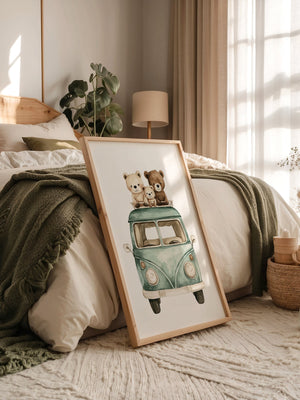 Bärchenbus Aquarell Retro