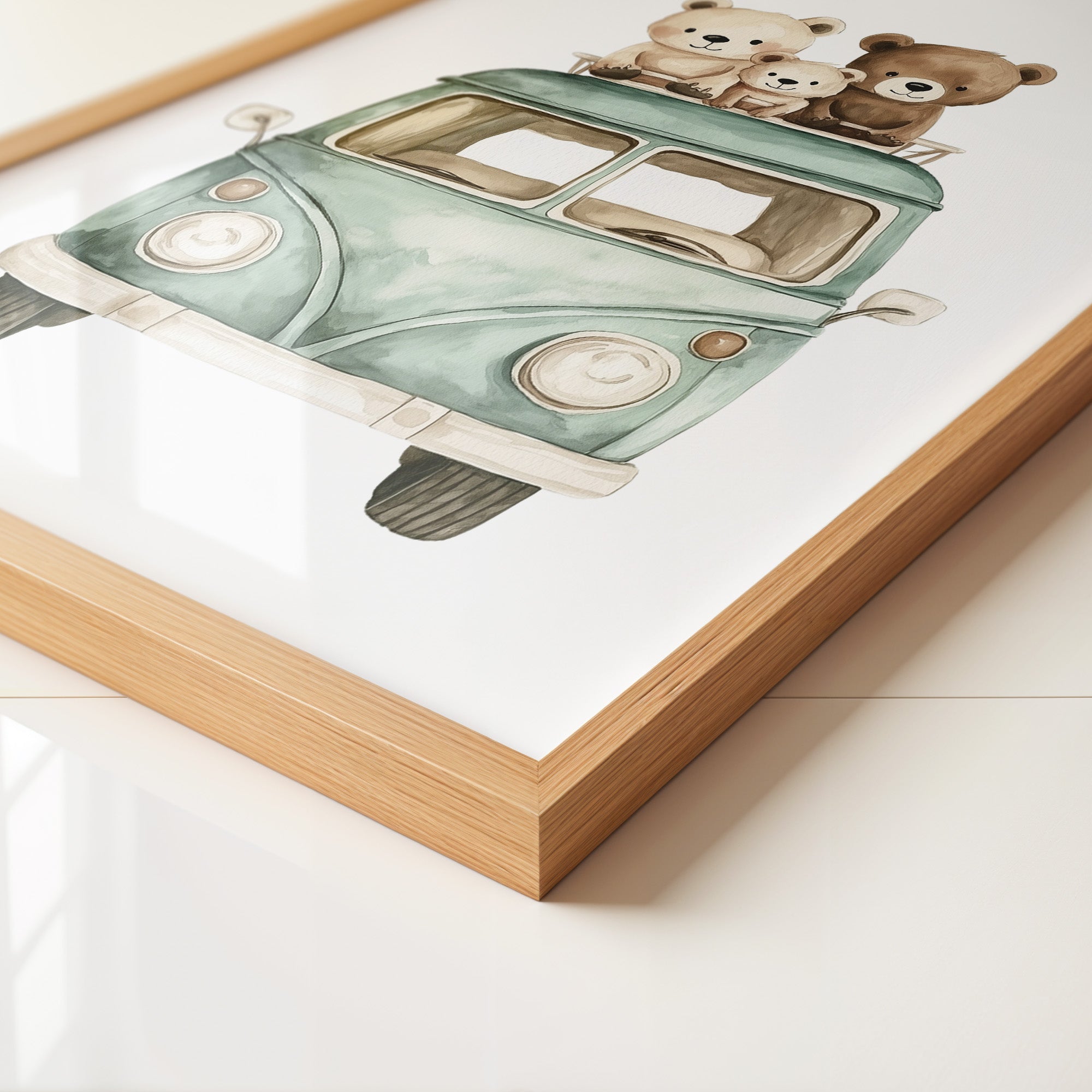 Bärchenbus Aquarell Retro