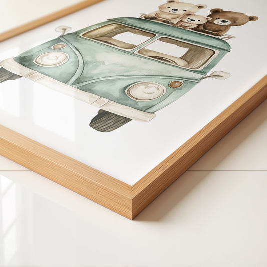 Bärchenbus Aquarell Retro