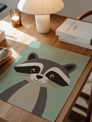 Waschbär Illustration Pastellmintgrün