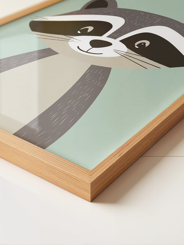 Waschbär Illustration Pastellmintgrün