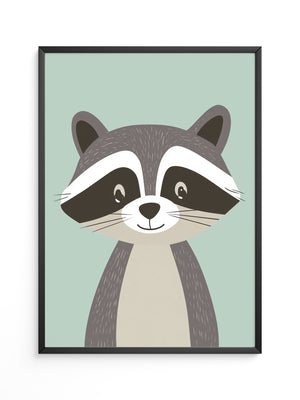 Waschbär Illustration Pastellmintgrün
