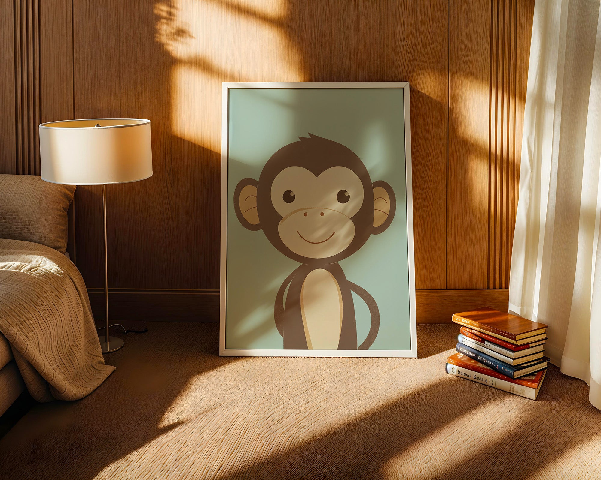 Lächelnder Affe Cartoon Mint-Hintergrund