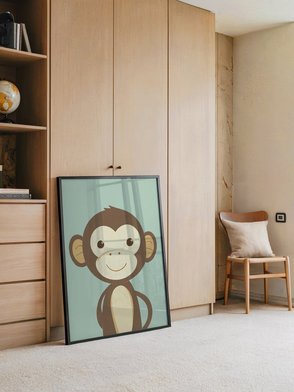 Lächelnder Affe Cartoon Mint-Hintergrund