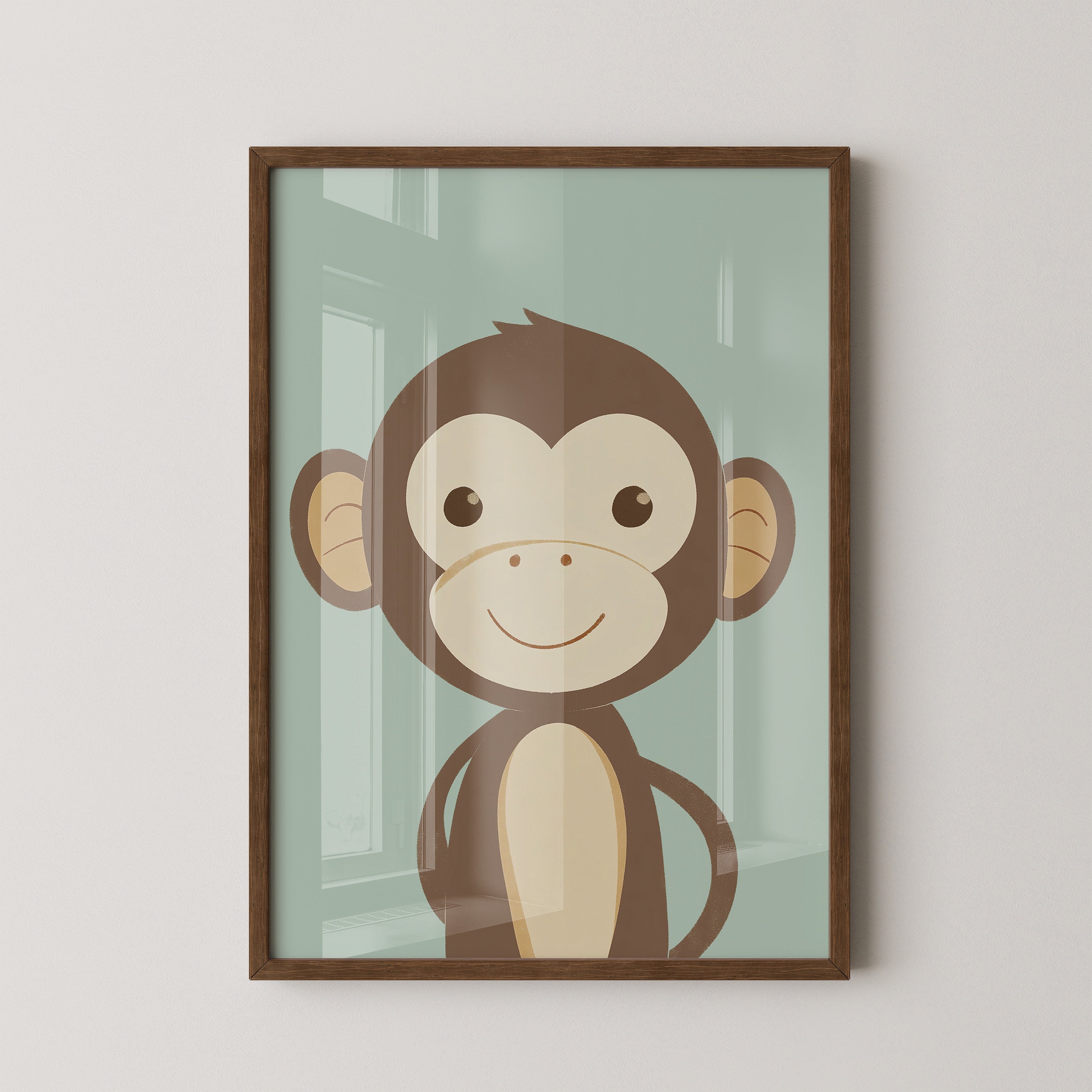 Lächelnder Affe Cartoon Mint-Hintergrund