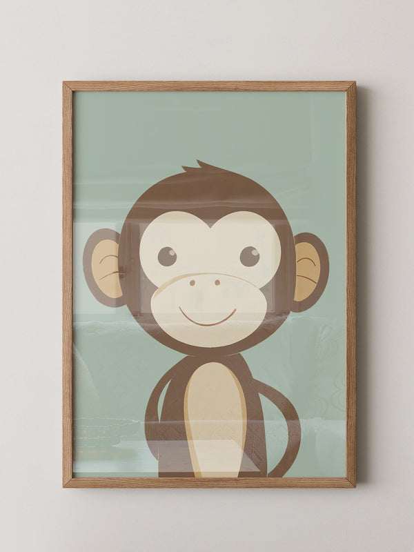 Lächelnder Affe Cartoon Mint-Hintergrund